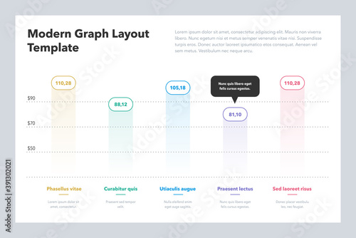 Modern graph layout template with place for your content. Flat design, easy to use for your website or presentation.