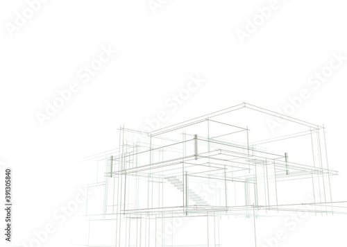 Fotografía house building sketch architecture 3d illustration