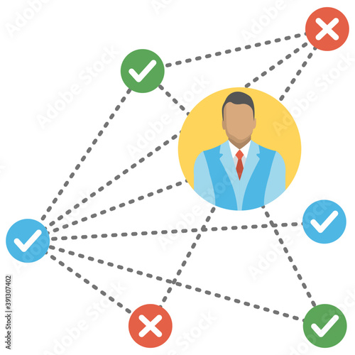 
A widely spread business network flat vector icon
