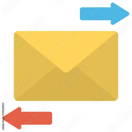 
Mail with incoming or outgoing arrows, flat design icon

