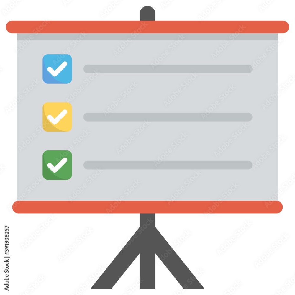 A checklist with tick marks on white board, survey list flat vector icon
A checklist with tick marks on white board, survey list flat vector icon