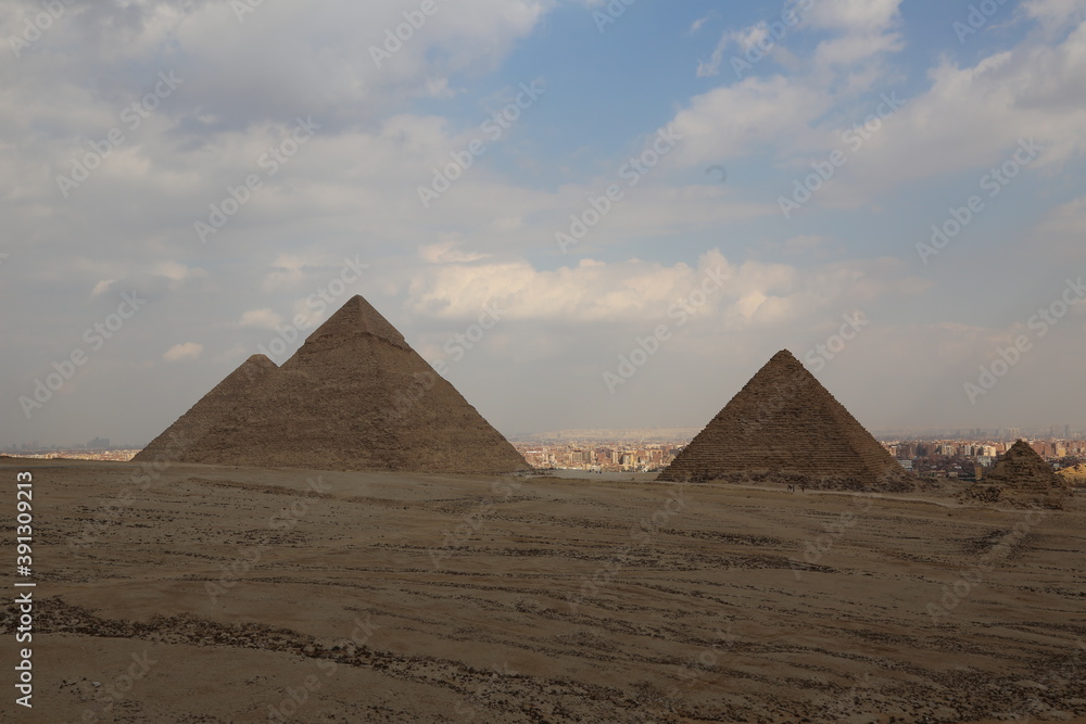 Picture of the great historical pyramids of Giza, one of the Seven Wonders of the World, Giza - Egypt Picture of the great historical pyramids of Giza, one of the Seven Wonders of the World, Giza - Egypt