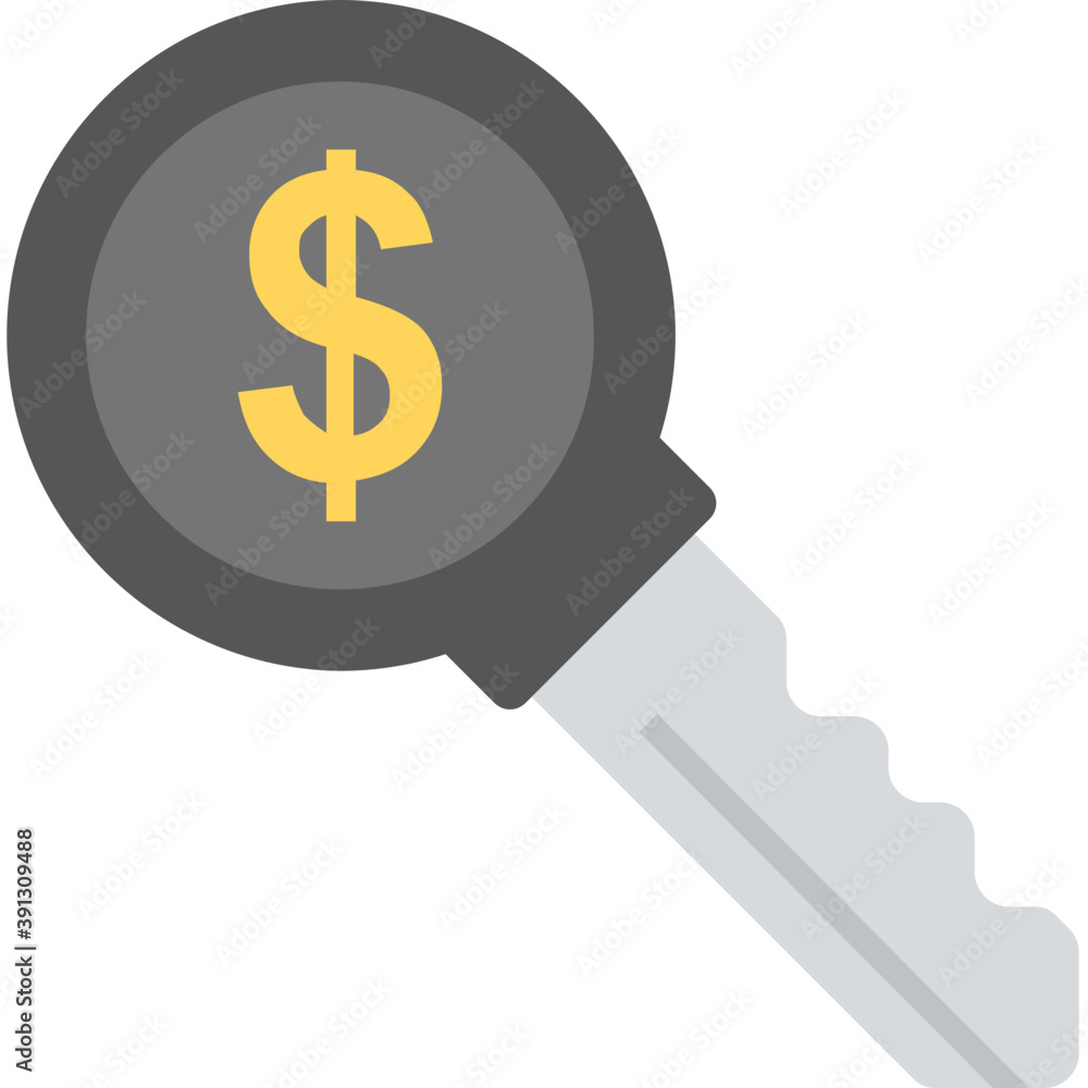 Dollar key flat icon, key to success concept
Dollar key flat icon, key to success concept