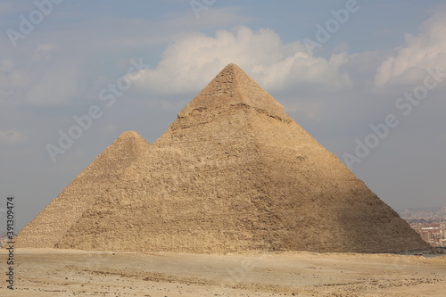 picture of the pyramid of King Khufu and the pyramid of King Khafre - the great historical pyramids of Giza in the light of day, one of the Seven Wonders of the World, Giza - Egypt © imaam