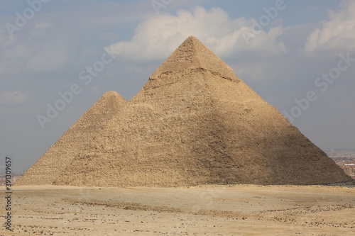 picture of the pyramid of King Khufu and the pyramid of King Khafre - the great historical pyramids of Giza in the light of day  one of the Seven Wonders of the World  Giza - Egypt