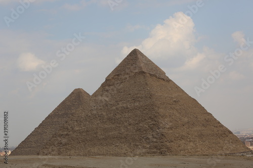 picture of the pyramid of King Khufu and the pyramid of King Khafre - the great historical pyramids of Giza in the light of day  one of the Seven Wonders of the World  Giza - Egypt