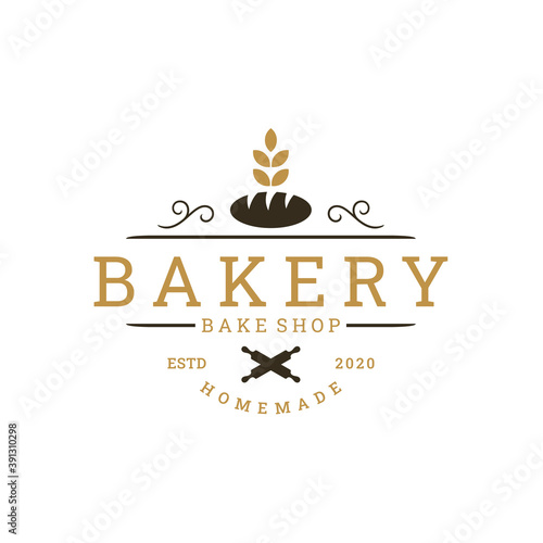 Vintage Retro Bakery, Bake Shop sticker label Logo design