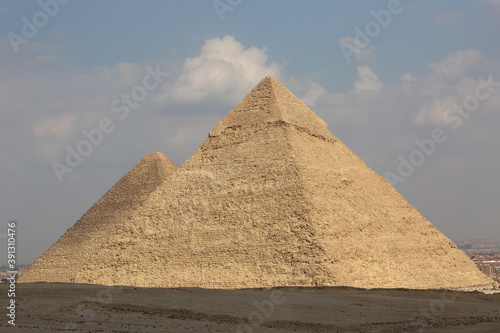 picture of the pyramid of King Khufu and the pyramid of King Khafre - the great historical pyramids of Giza in the light of day  one of the Seven Wonders of the World  Giza - Egypt