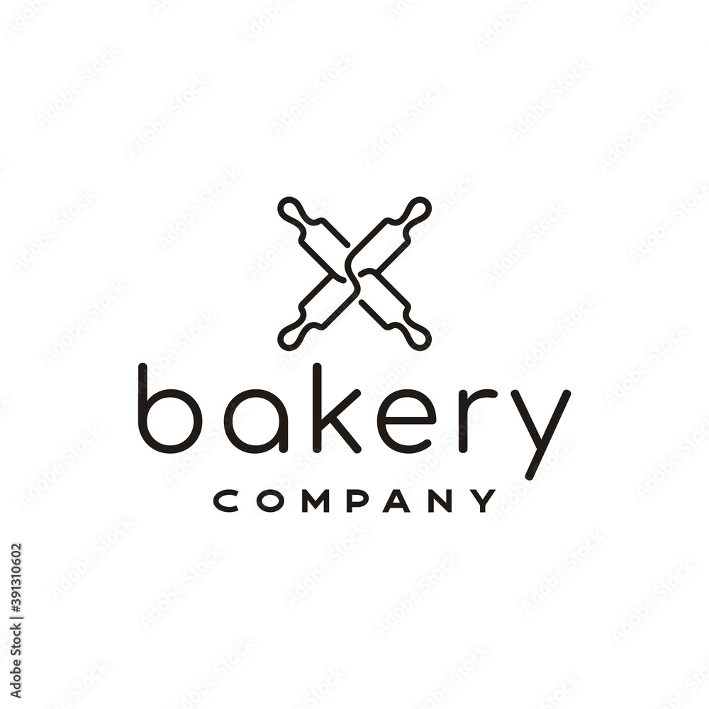 Minimalist line art Rolling Pin for Bakeshop Logo design Minimalist line art Rolling Pin for Bakeshop Logo design