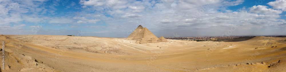 Panorama of the Great Pyramids of Giza, Egypt Panorama of the Great Pyramids of Giza, Egypt