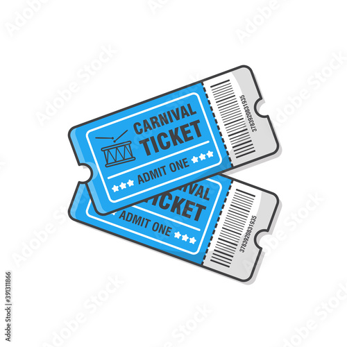 Two Carnival Tickets Vector Icon Illustration. Ticket For Entrance To The Event