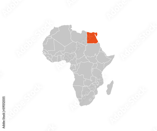 Egypt on africa map vector. Vector illustration.