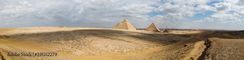 Panorama of the Great Pyramids of Giza  Egypt