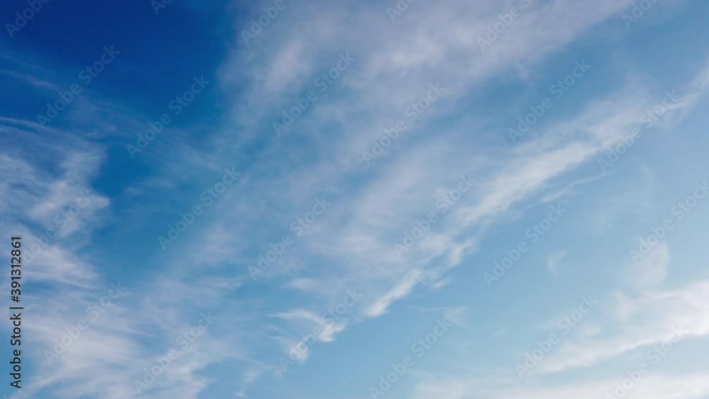 timelapse New normal Empty air traffic clear sky white cloud with sun from fly above high clouds view safe flight travel after coronavirus pandemic