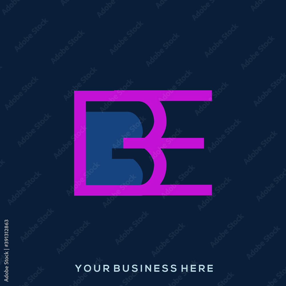 BE monogram logo.Typographic icon with letter b and letter e overlapped.Lettering icon.Alphabet initials isolated on dark background.Modern,corporate,web style sign for company branding. BE monogram logo.Typographic icon with letter b and letter e overlapped.Lettering icon.Alphabet initials isolated on dark background.Modern,corporate,web style sign for company branding.