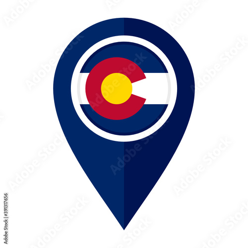 flat map marker icon with colorado flag. vector illustration isolated on white background	