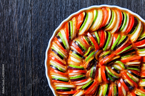 ratatouille, vegetable stew in a round dish