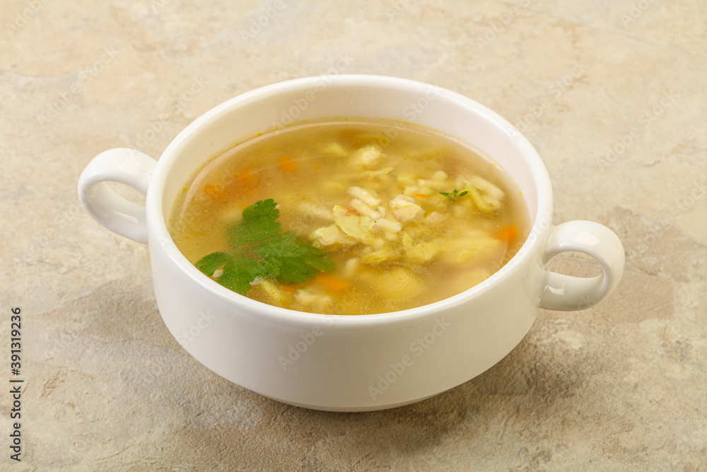 Tasty chicken soup with carrot Tasty chicken soup with carrot