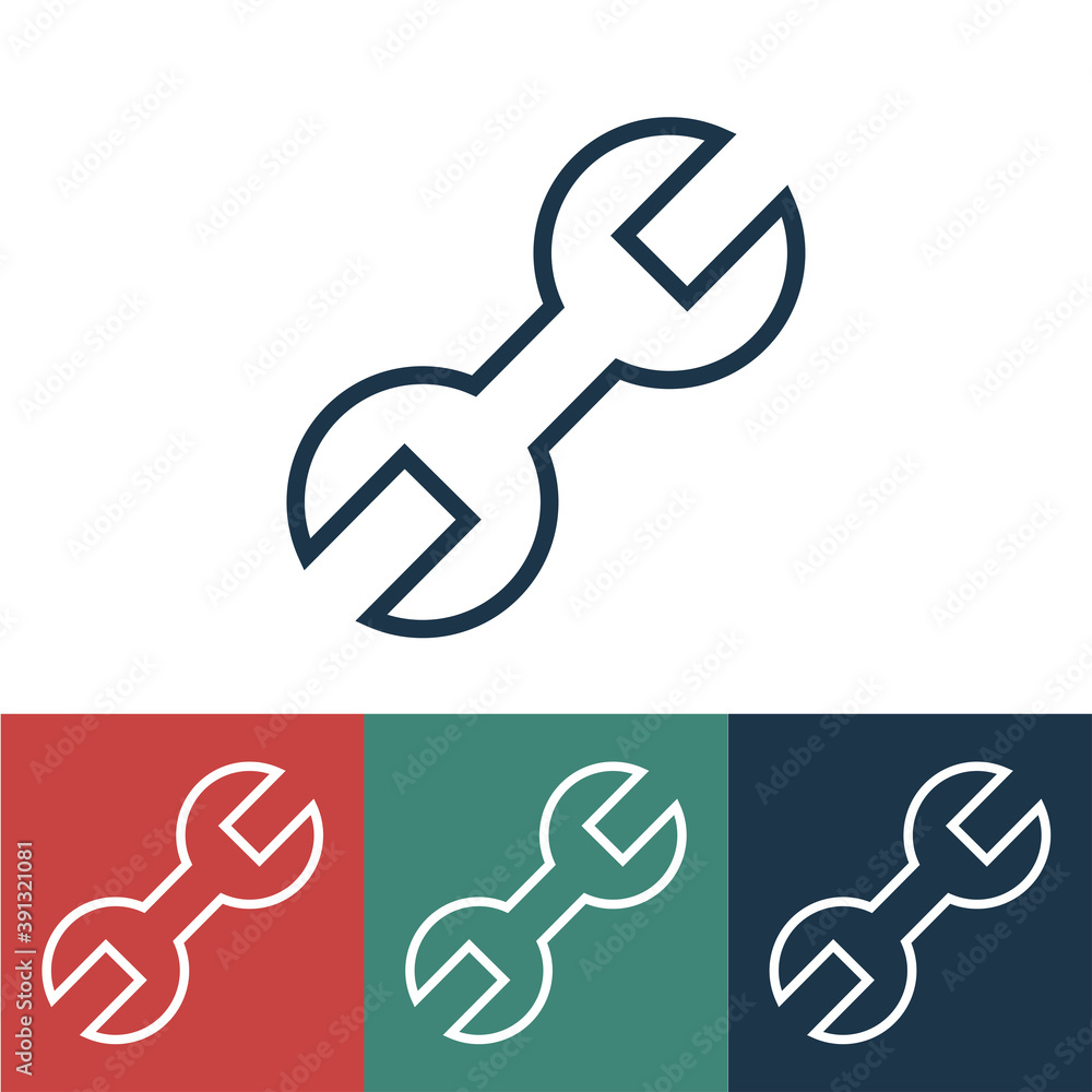 Linear vector icon with wrench Linear vector icon with wrench
