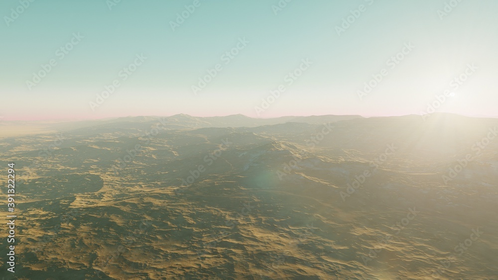 Fototapeta premium alien planet in space, science fiction landscape, 3d render