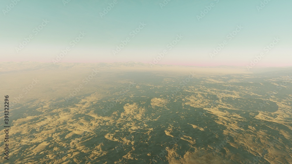 Fototapeta premium alien planet in space, science fiction landscape, 3d render