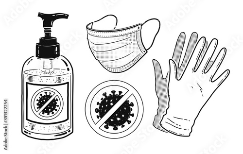Protection items vector set