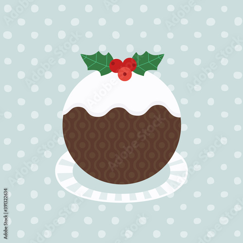 Christmas Pudding Decorative vector poster