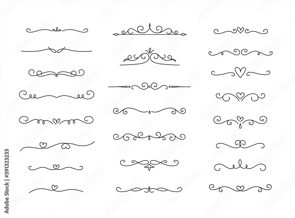 Eelegant Hand drawn flower ornament text dividers, arrows Swirls, Scrolls and laurel design elements set Eelegant Hand drawn flower ornament text dividers, arrows Swirls, Scrolls and laurel design elements set
