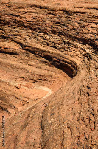 Texture of Curving Red Rock at Sedona, Arizona