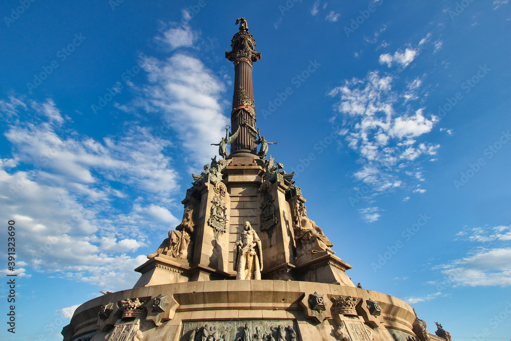 Column with statue of Columbus in Barcelona, Spain