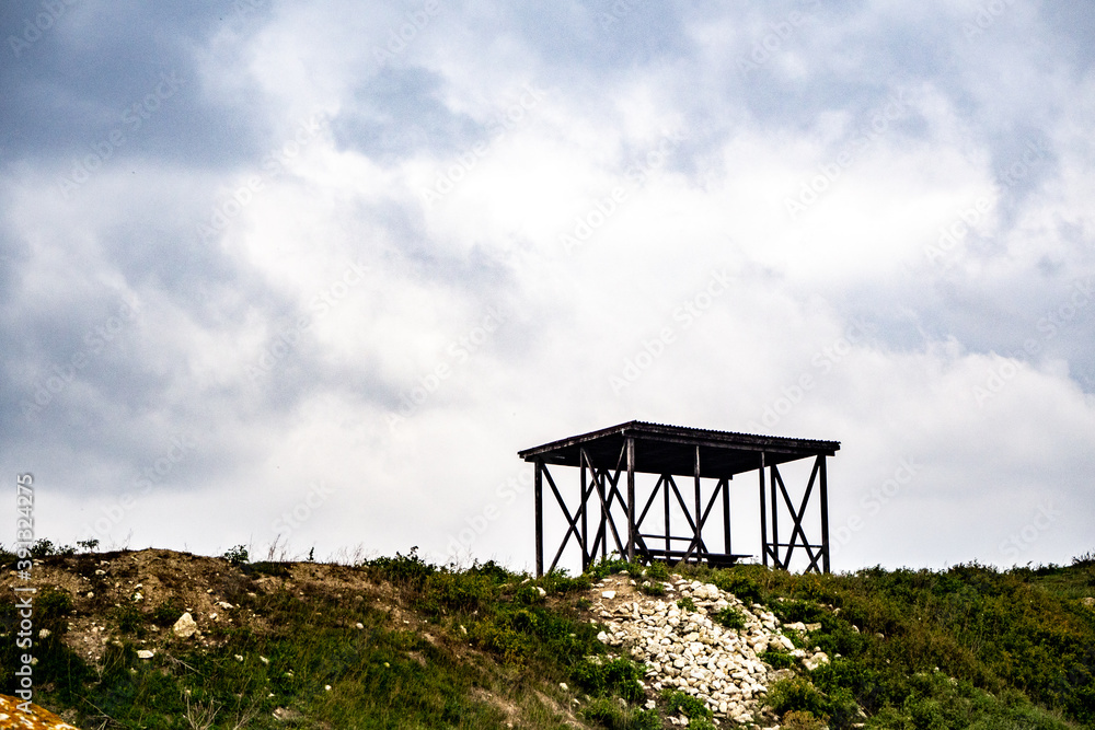 Gazebo for a picnic without people. holidays, privacy, self-isolation