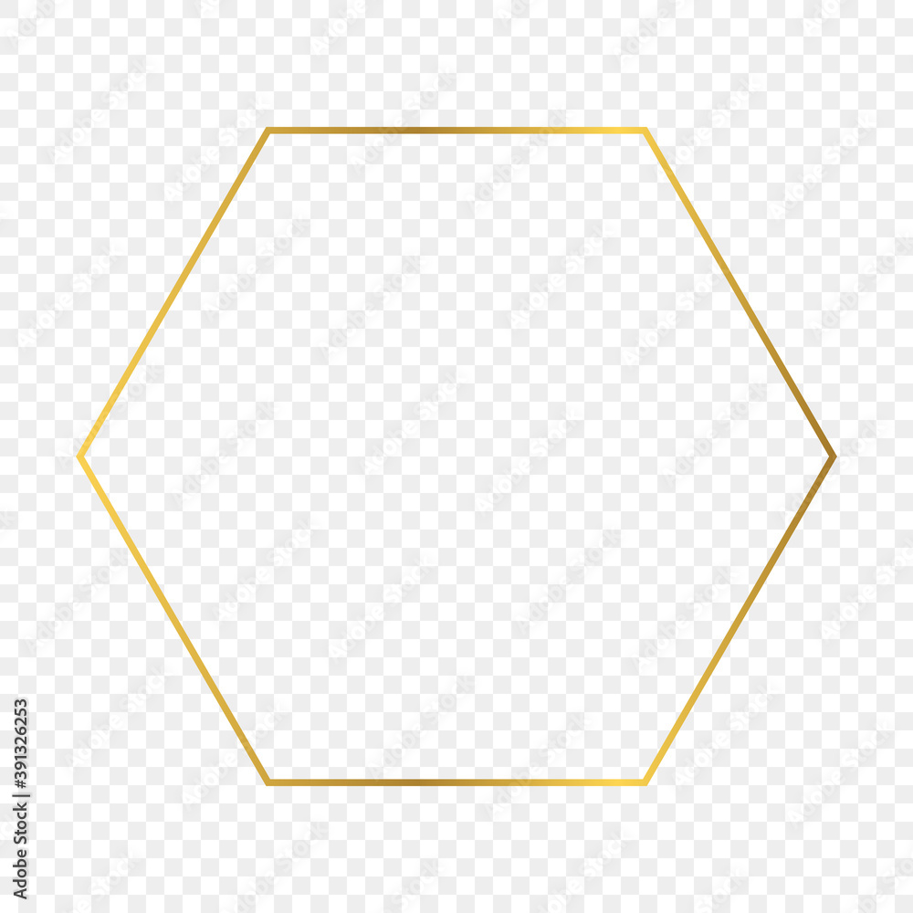 Gold glowing hexagon frame Gold glowing hexagon frame