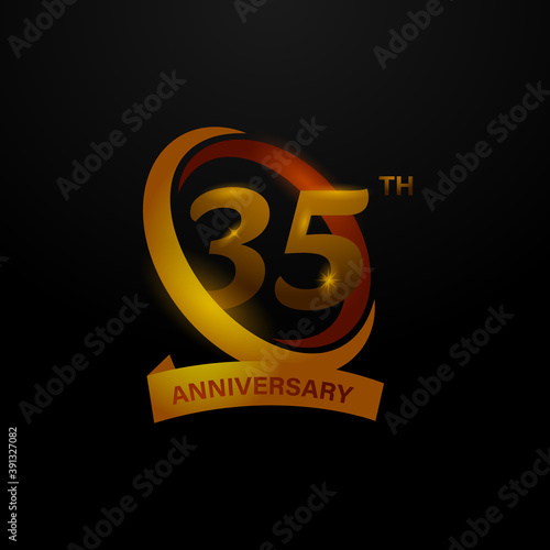 35th anniversary logo design template on black background