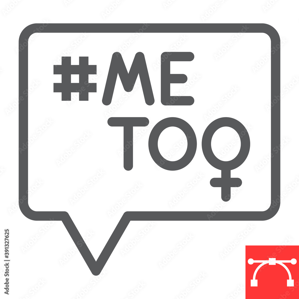 Me too line icon, sexism and feminism, me too sign vector graphics, editable stroke linear icon, eps 10. Me too line icon, sexism and feminism, me too sign vector graphics, editable stroke linear icon, eps 10.