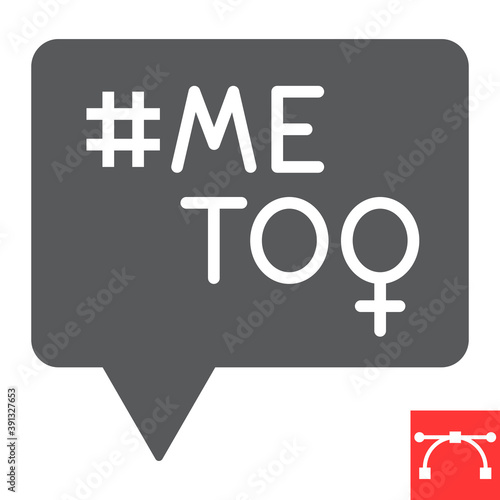 Me too glyph icon, sexism and feminism, me too sign vector graphics, editable stroke solid icon, eps 10.