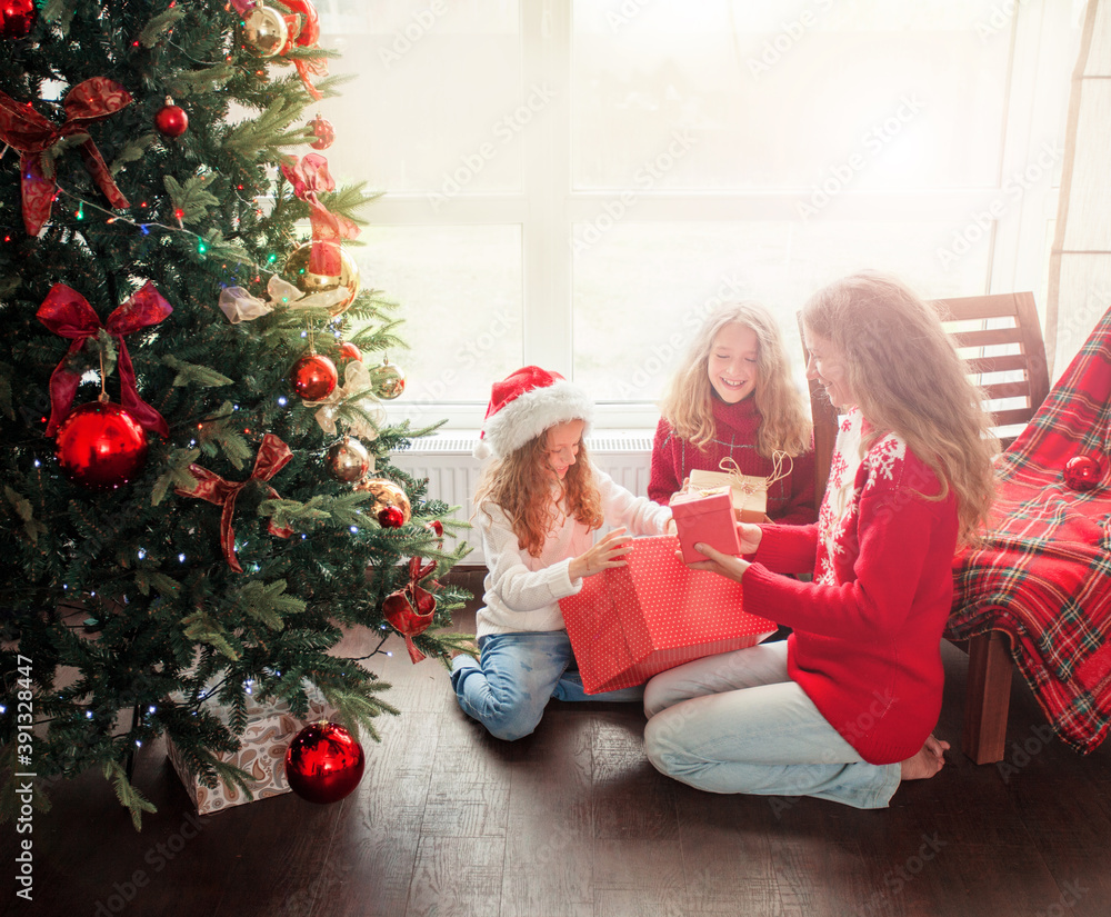 Family with christmas gift Family with christmas gift