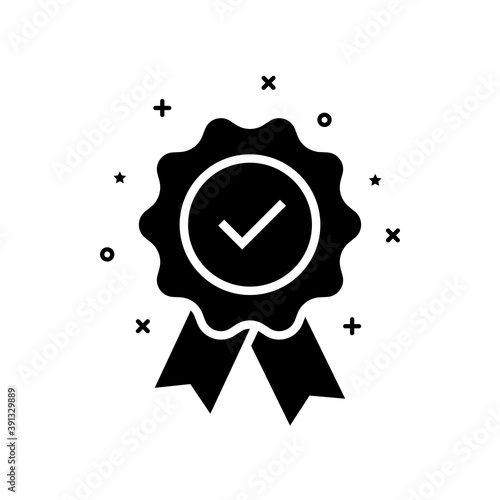 black certify icon like warranty medal