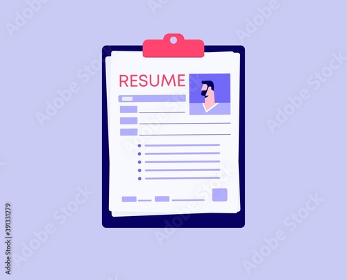 Resume professional profile. Modern corporate characteristic for employer application for employee with work experience knowledge and vector abilities personal data and qualifications of specialist.