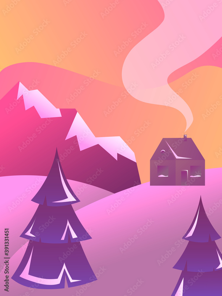 Christmas card with a house Christmas card with a house