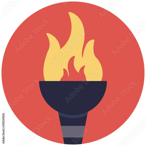
An olympic torch, inauguration of olympic games symbolic, flat vector icon
