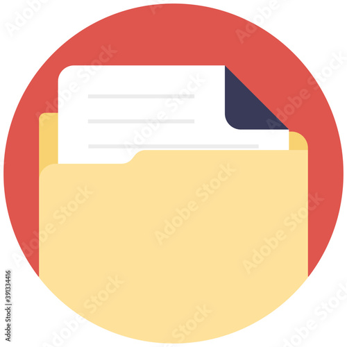 
A folder with documents in it, flat vector icon
