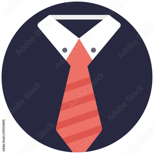
Tie with collar shirt flat icon, showing clothing
