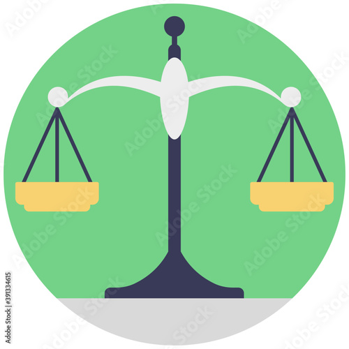 
A balance symbolic of law and justice, flat vector icon design
