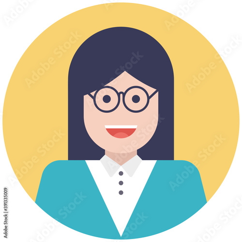 
A schoolgirl avatar flat icon 

