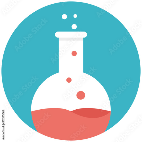 
A conical shaped, flat bottom, laboratory flask flat vector icon
