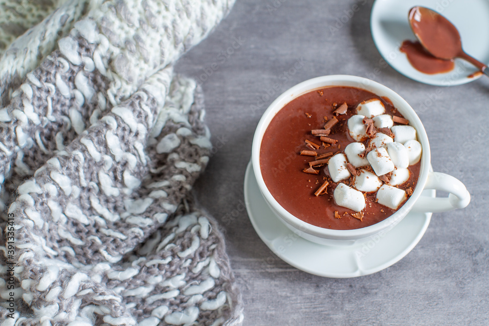 A cup of hot chocolate with marshmallows A cup of hot chocolate with marshmallows