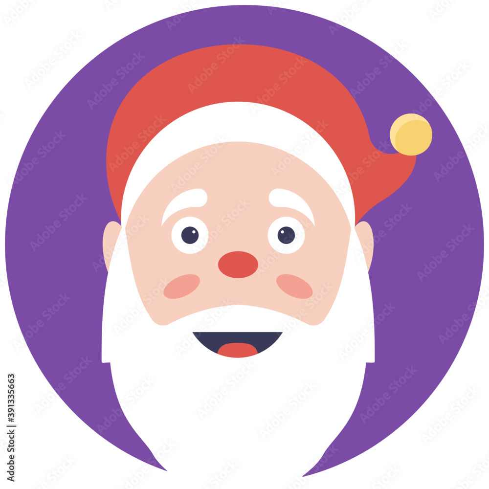 A happy santa claus mask for christmas celebration flat design icon
A happy santa claus mask for christmas celebration flat design icon
