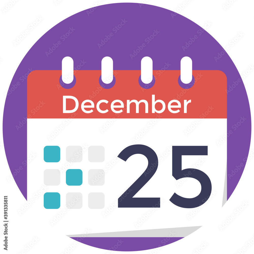Flat design vector icon of calender dated 25 december, concept of
Flat design vector icon of calender dated 25 december, concept of