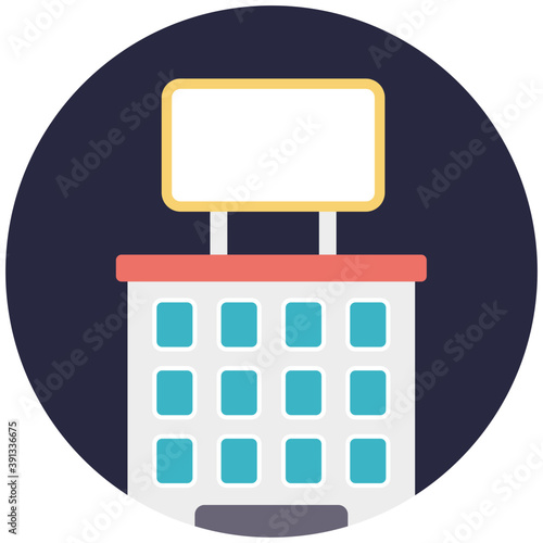
Blank billboard on the top of building vector in cartoon flat design
