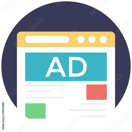 
A wooden stand, billboard used for advertising, flat vector icon
